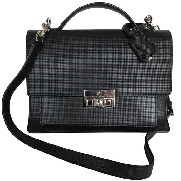 Auth GUCCI Handbag Shoulder Bag black leather - Picture 1 of 12
